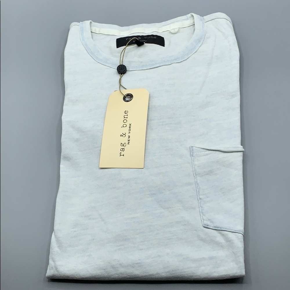 Rag & Bone White Indigo Raw Edge Tee
